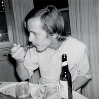 John Robinson having dinner at Harlan and Ruth Anne's place at Millersville, Wisconsin